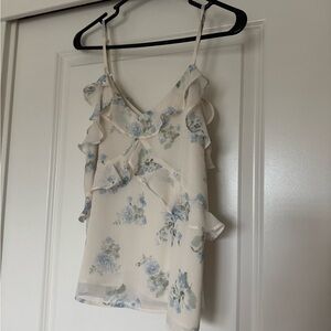 LOFT Cream and Blue Floral Camisole